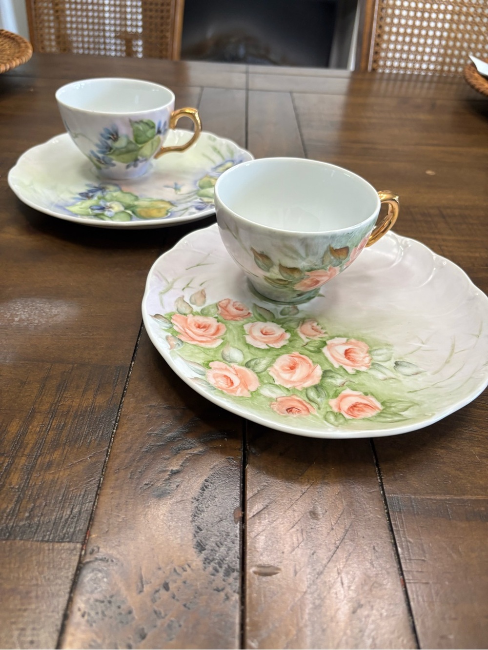 Vintage/antique handpainted floral porcelain Limoges style tea sets
Signed